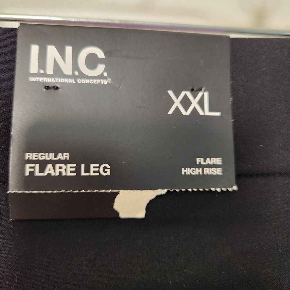INC NWT Women's Black Flare Leg Pull On Pants XXL High Rise Faux Pockets Stretch - Picture 3 of 10